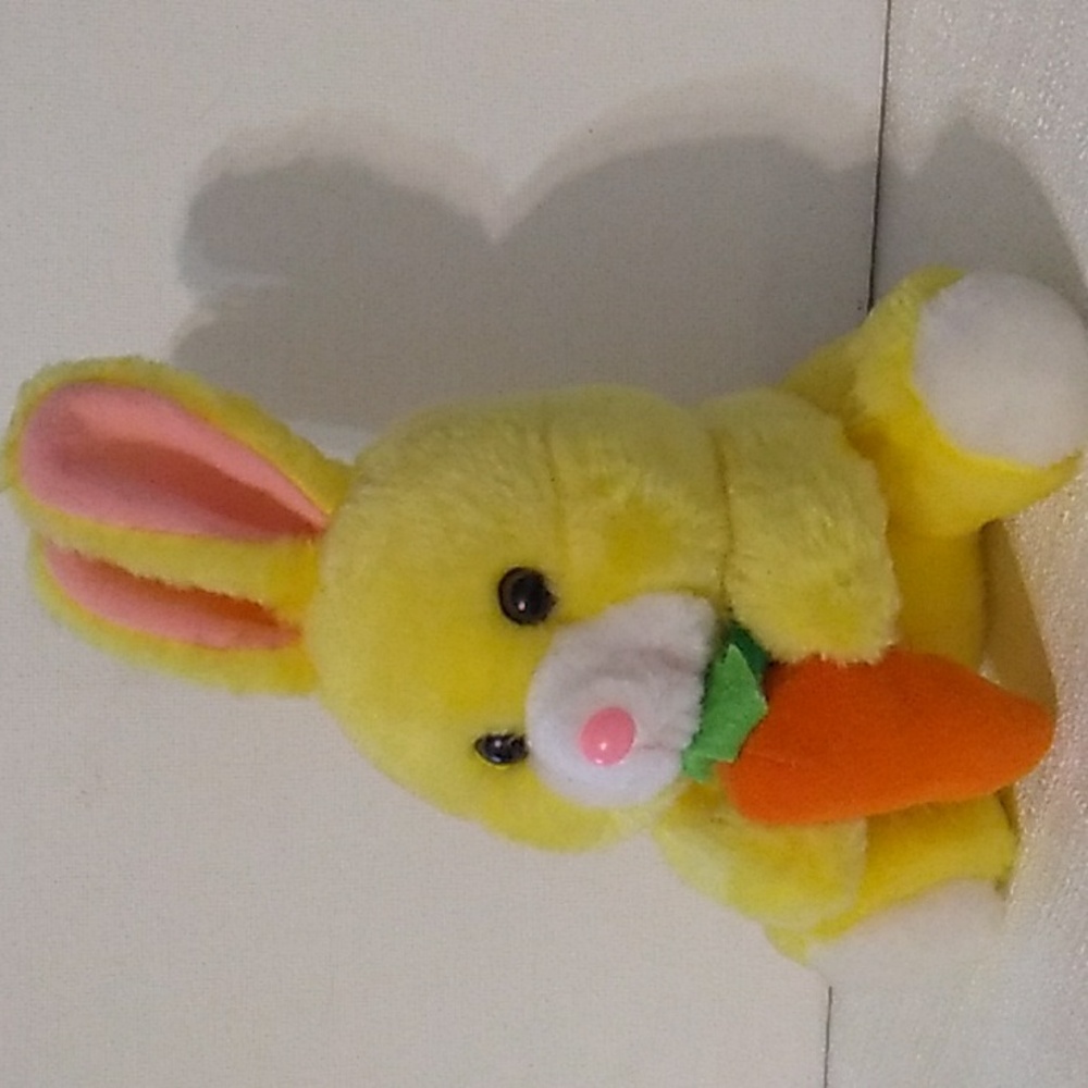 Yellow Bunny Vintage Plush Stuffed Animal Toy